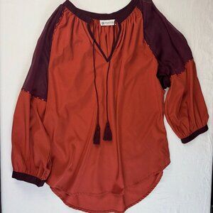 Versona Accessories Orange and Burgundy Boho Top - Size L